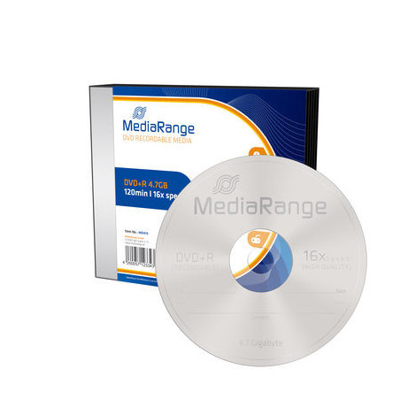 MediaRange DVD+R 4.7GB|120min 16x speed, Slimcase Pack 5