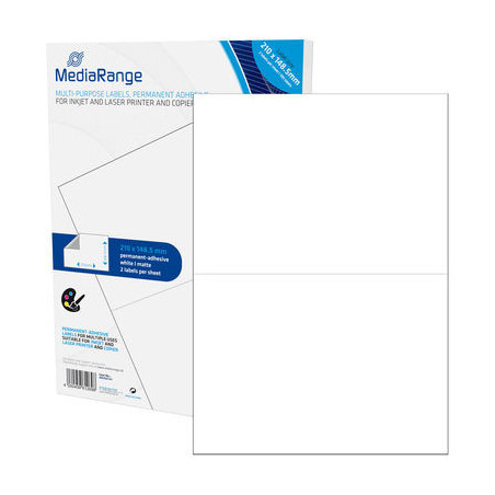 MediaRange Multi-purpose labels, permanent adhesive, 210x148.5mm, white, 100 labels