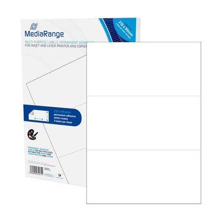 MediaRange Multi-purpose labels, permanent adhesive, 210x99mm, white, 150 labels