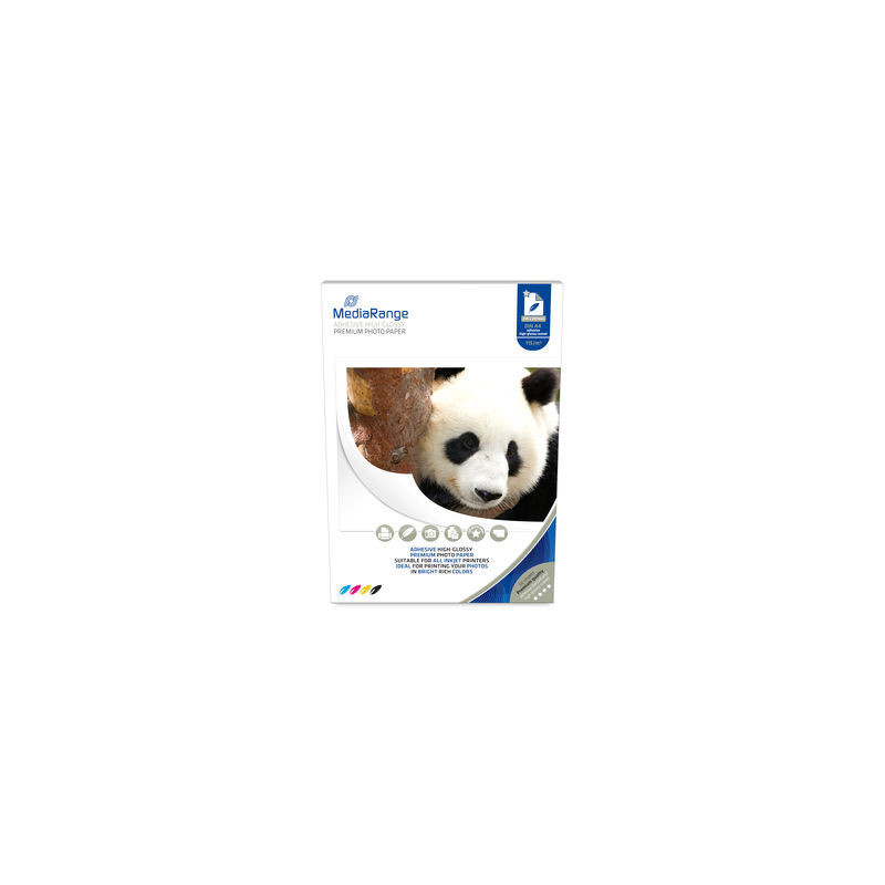 MediaRange A4 210 x 297mm Papel Foto adesivo para inkjet printers, Brilhante, 115g/m², 50 folhas