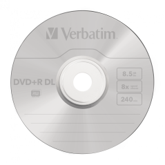 Verbatim DVD+R DOUBLE LAYER 8.5GB 8X MATT SILVER SURFACE Jewelcase Pack 5