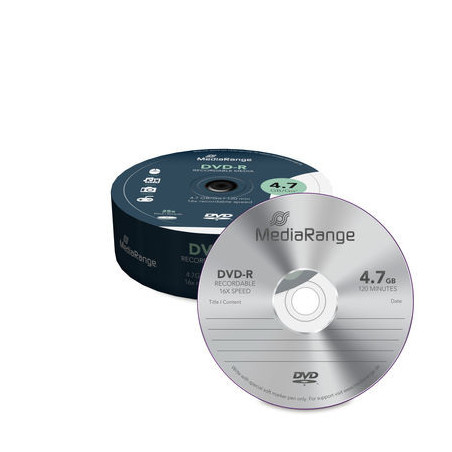 MediaRange DVD-R 4.7GB|120min 16x speed, Cake 25