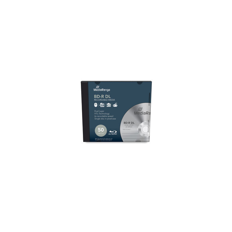 MediaRange BD-R Doppio strato 50GB 6x, custodia Jewelcase singola