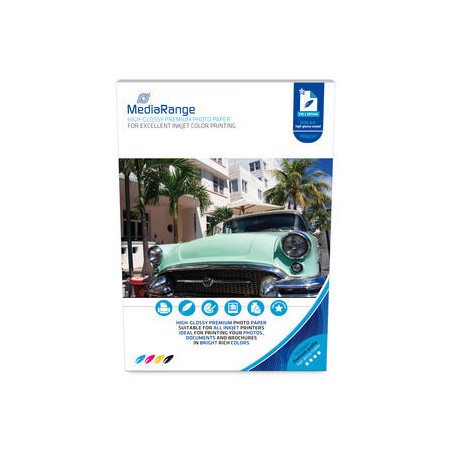 MediaRange Fotopapier DIN A4 für Tintenstrahldrucker, hochglänzend, 180g, 50 Blatt