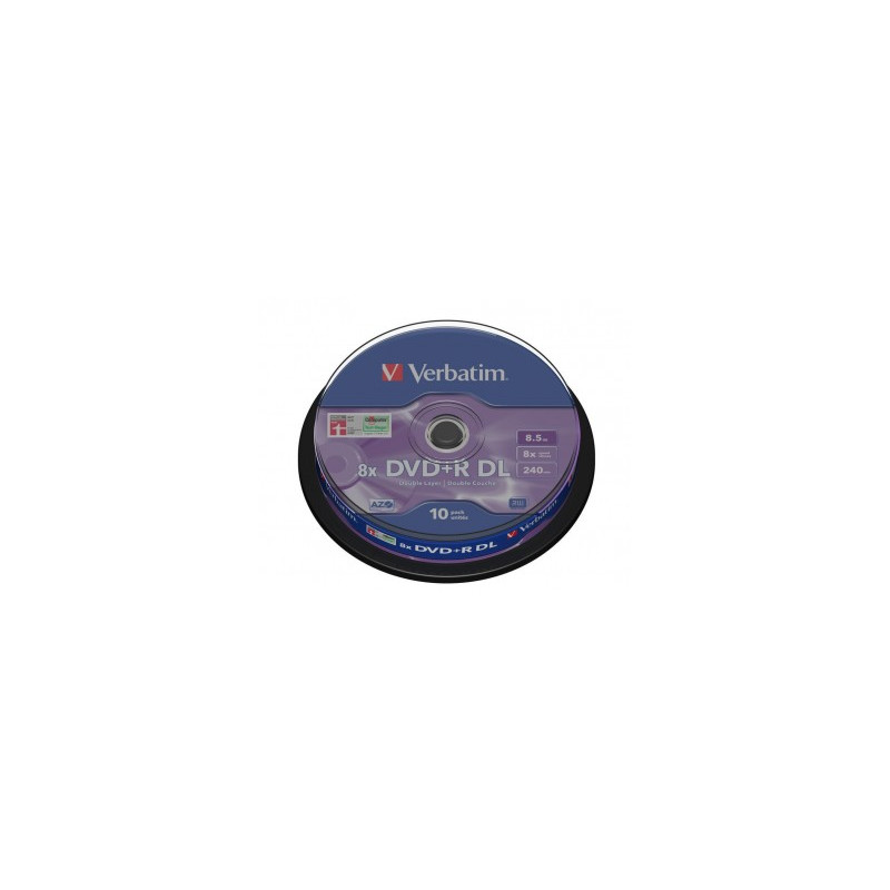 Verbatim DVD+R Dupla camada 8.5GB 8X superfície prateada mate cake 10