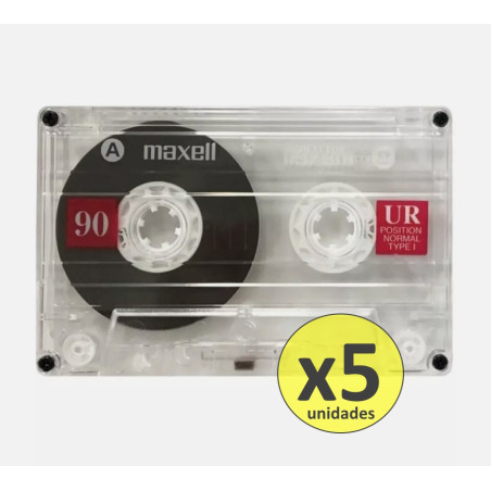 Maxell UR90 - 90 Minutes Blank Audio Cassette tape - Pack 5