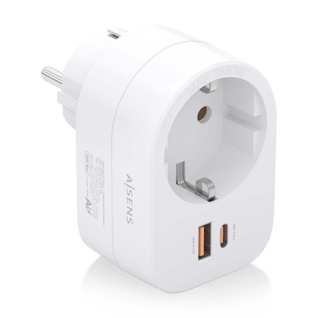 Multiprise murale multifonction avec 1 prise + 1xUSB-C 20W PD3.0 - 1xUSB-A 20W QC3.0