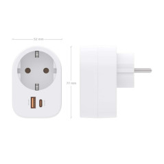 Multifunction Wall Power Strip with 1 Socket + 1xUSB-C 20W PD3.0 - 1xUSB-A 20W QC3.0