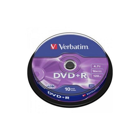 Verbatim DVD+R AZO 4.7GB 16X MATT SILVER SURFACE Cake 10