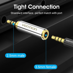 Adaptador jack 2,5 mm macho a jack 3,5 mm hembra | DVDi.es