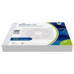 MediaRange Fleece sleeves for 2 discs, for standard binders and files, white, 50 pack