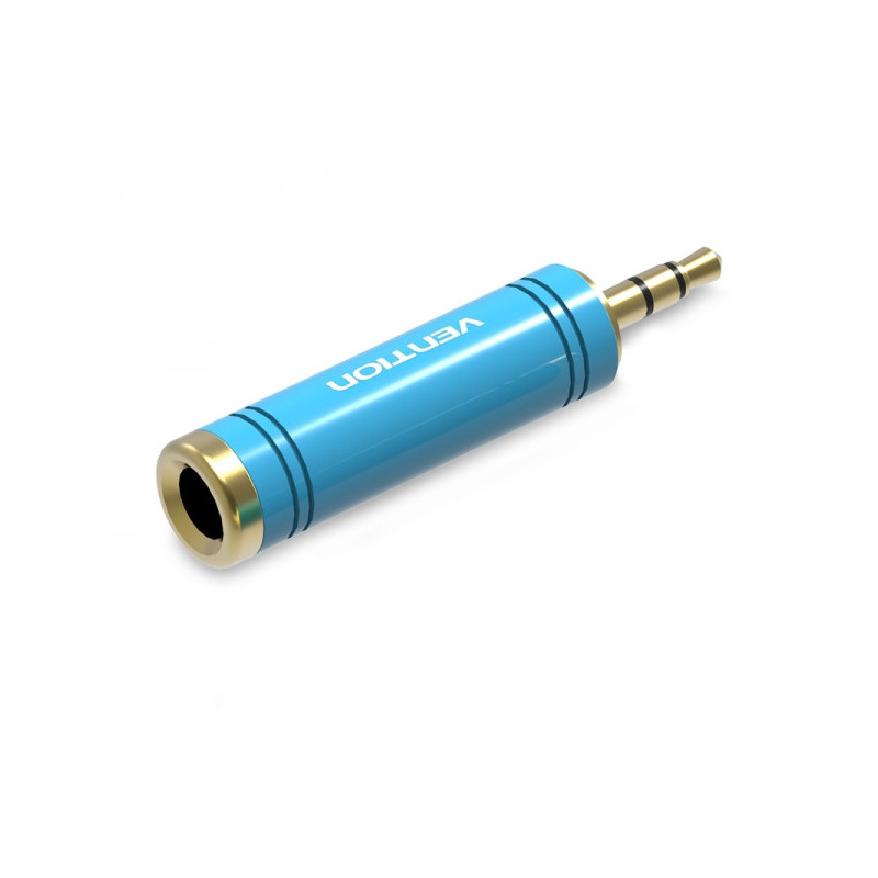 Jack 3.5 Male to Jack 6.5 Male Adapter - Blue Color Jack 3.5 Male to Jack 6.5 Male Adapter - Blue Color
