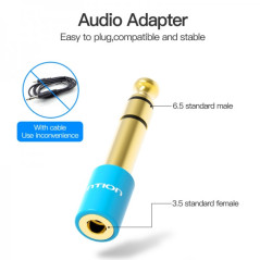 Adaptateur jack 6,5 mm mâle vers jack 3,5 mm femelle, bleu