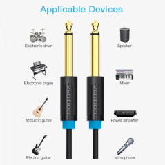 Cable estéreo jack 6,5 mm macho a macho, 10 m | DVDi.es