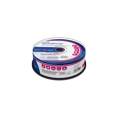 CD-R 700MB 80min 52x, inkjet ff printable, Waterguard white, high-glossy, waterproof, wide sputtered, Cake 25