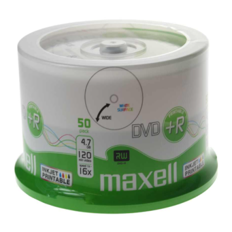 Maxell DVD+R 4.7, Inkjet white, Pack 50