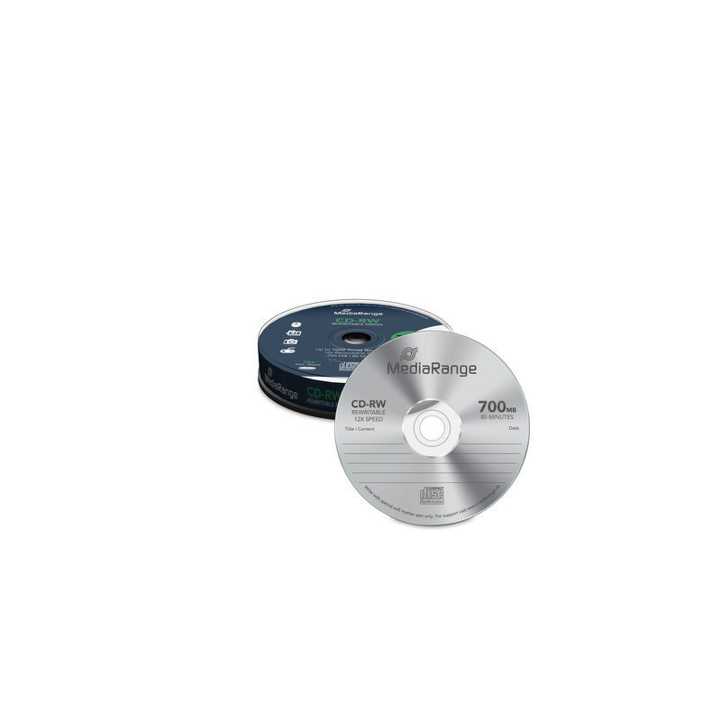 MediaRange CD-RW 700MB 80min 12x, Regrabable, tarrina 10
