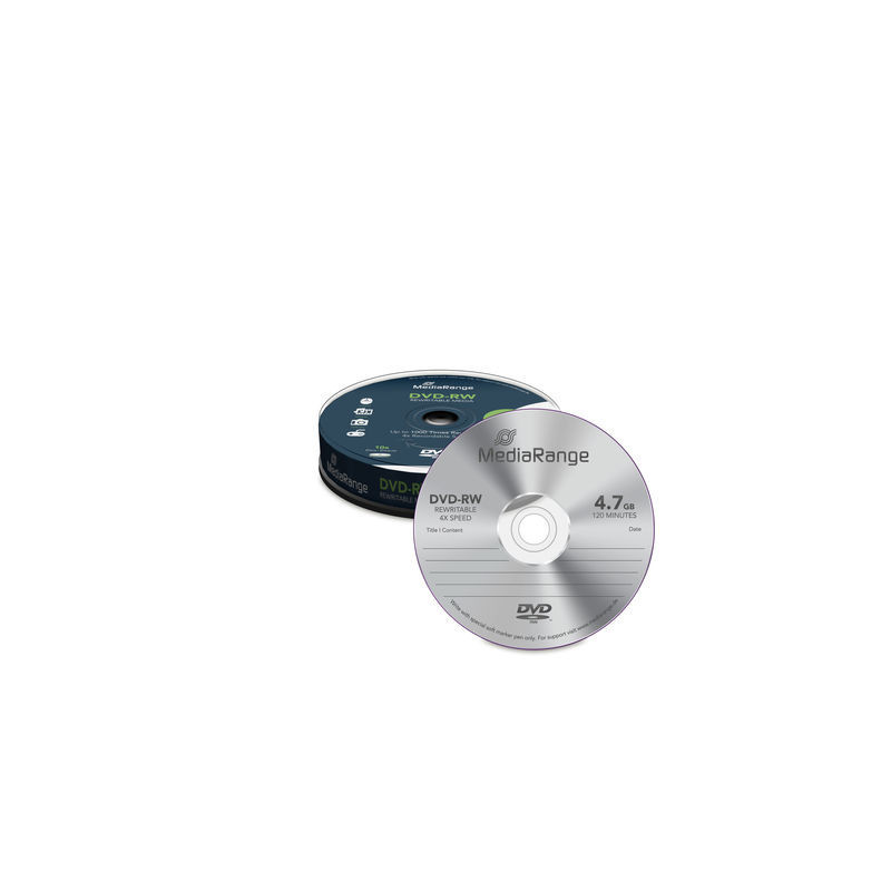 MediaRange DVD-RW 4,7 Go 120 min 4x, Réinscriptible, spindle 10 MediaRange DVD-RW 4,7 Go 120 min 4x, Réinscriptible, spindle 10
