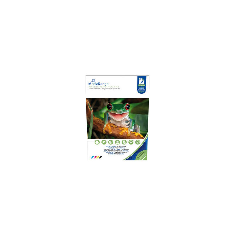 MediaRange Carta fotografica DIN A4 per stampanti inkjet, lucida su due lati, 160g, 50 fogli