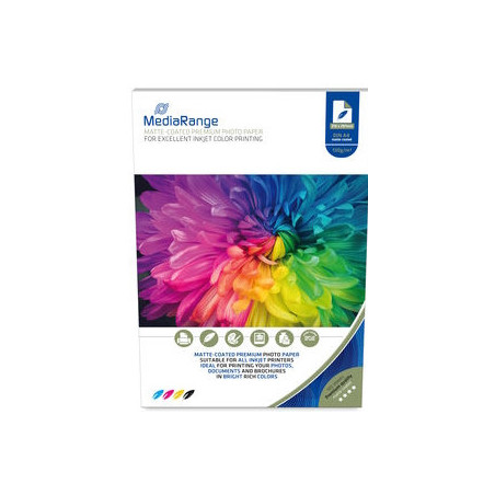 Papel fotográfico MediaRange A4 mate, 130 g – 100 hojas