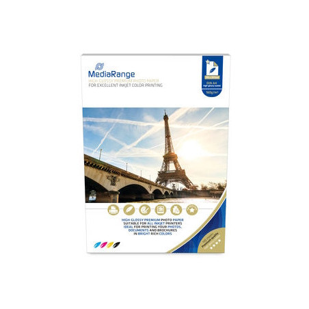 MediaRange Fotopapier A4 hochglänzend, 160 g – 100 Blatt