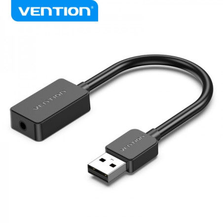 Carte son Vention USB-A vers jack 3,5 mm femelle, noire