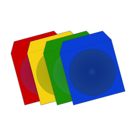 Pack 100 - Papierhüllen für CD mit Klappe und Fenster, farbig sortiert
