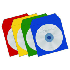 Pack 100 - buste di carta per CD con aletta e finestra, colori assortiti