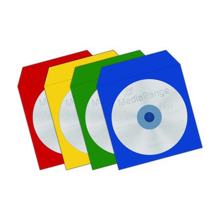 Pack 100 - pochettes papier pour CD avec rabat et fenêtre, couleurs assorties