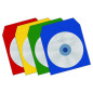 Pack 100 - paper CD sleeves with flap and window, assorted colours