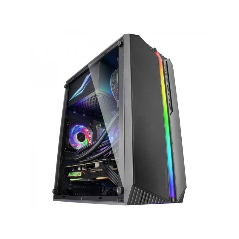 Mars Gaming MC-S1 Torre Compacta Gaming - Iluminacion ARGB 12 Modos - Compatible Micro-ATX/Mini-ITX