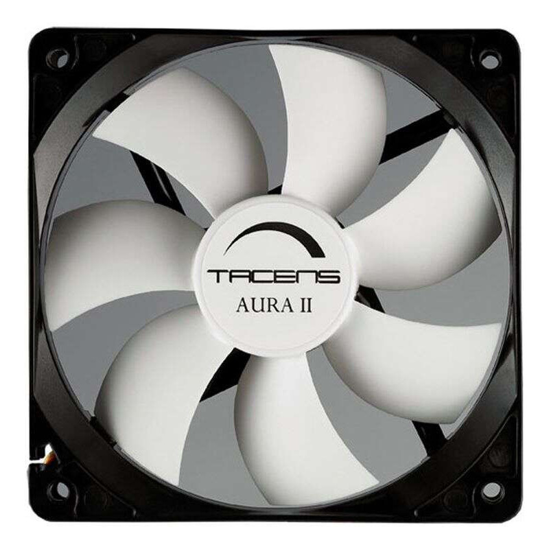 Tacens Aura II 120mm Fan - Black Housing, White Blades - Speed. Max. 1200rpm