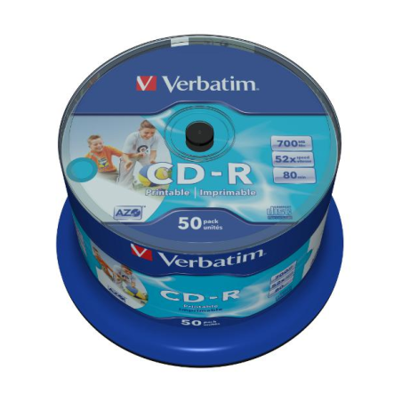 Verbatim CD-R 52x imprimible – Tarrina 50 | DVDi.es