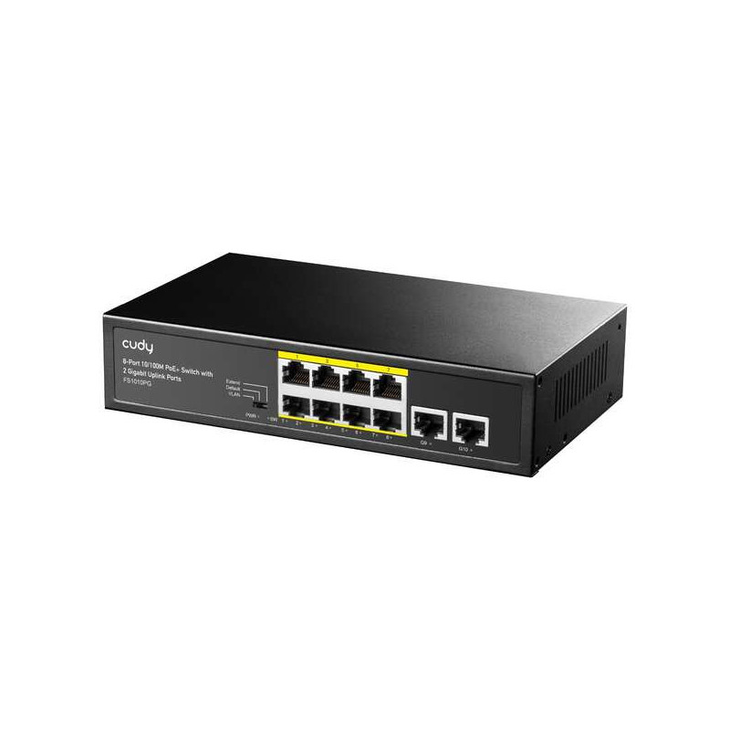 Cudy FS1010PG Switch PoE+ de 8 Puertos 10/100M con 2 Puertos de Enlace Ascendente