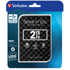 2 TB Disco duro portátil USB 3.0 Store n Go de Verbatim, color negro