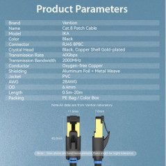 Cavo di rete Vention SFTP RJ45 Cat.8 - 15 m - Nero