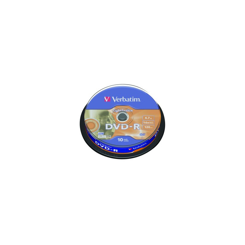 Verbatim DVD-R AZO 4,7GB 16X superficie LightScribe versión 1.2 tarrina 10
