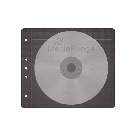 MediaRange Fleece sleeves for 2 discs, for standard binders and files, black, Pack 50