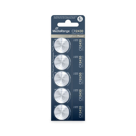 MediaRange Lithium Coin Cells, CR2430|3V, Pack 5
