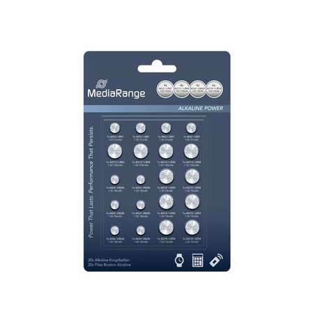Premium Alkaline Coin Cells, Assorted set, AG3|AG4|AG10|AG13, Pack 20