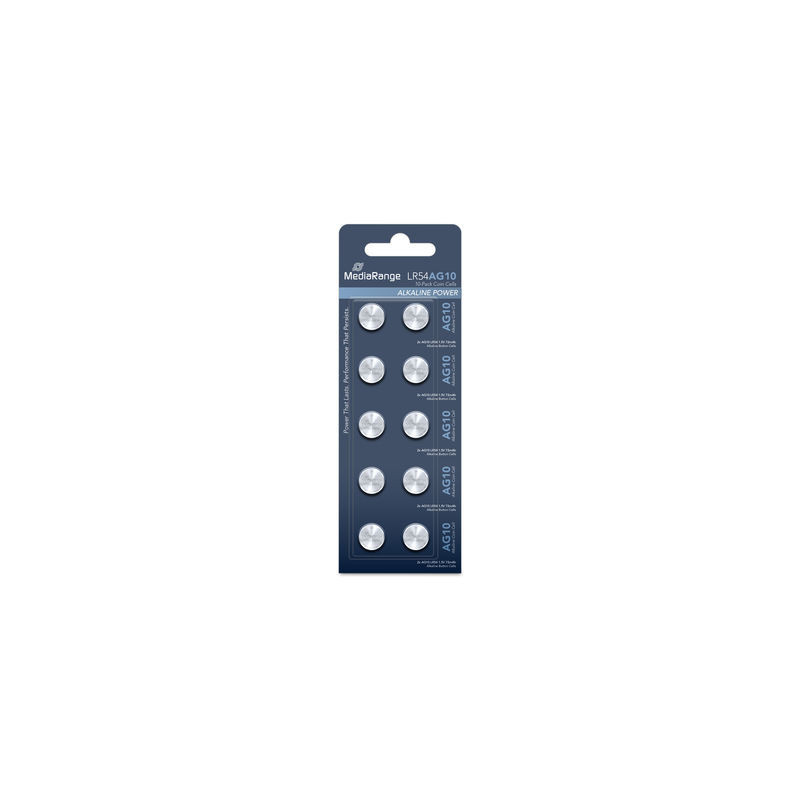MediaRange Piles bouton alcalines AG10|LR54 1,5V, pack 10 MediaRange Piles bouton alcalines AG10|LR54 1,5V, pack 10
