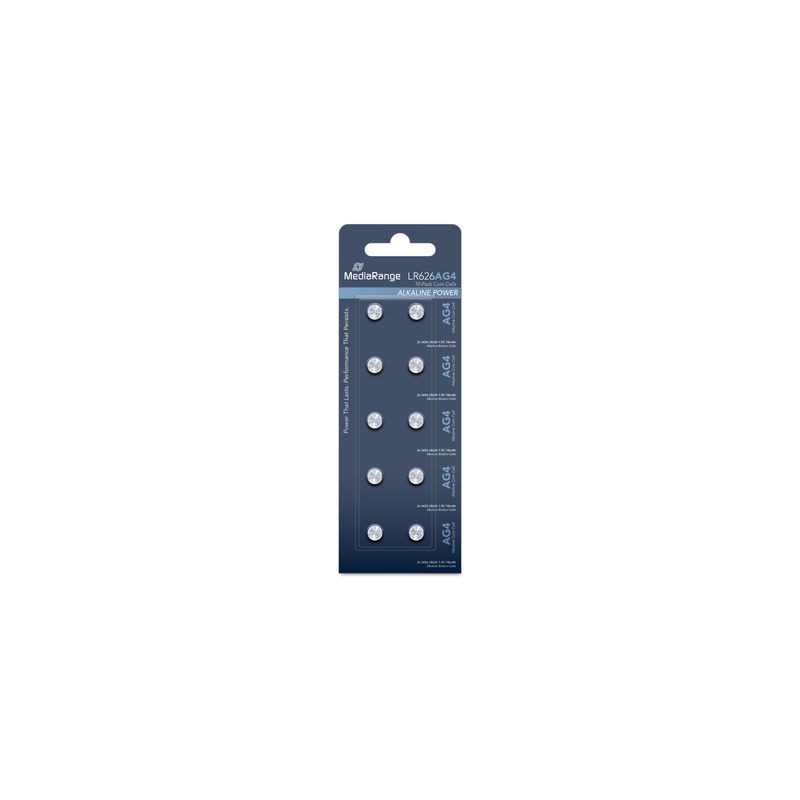 Pilhas Alcalinas Coin Cell AG4|LR626/1.5V Pack 10 Unidades MEDIARANGE Pilhas Alcalinas Coin Cell AG4|LR626/1.5V Pack 10 Unidades MEDIARANGE