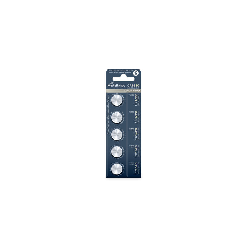 MediaRange Batterie a bottone al litio CR1620|3V, pack 5