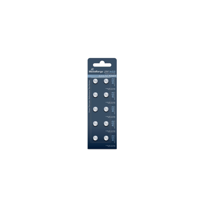 MediaRange Lithium Coin Cells, AG3|LR41|1.5V, Pack 10 MediaRange Lithium Coin Cells, AG3|LR41|1.5V, Pack 10
