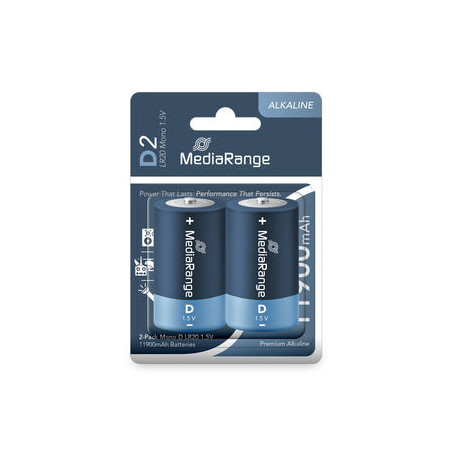  Pilhas Alcalinas Premium Mono D|LR20|1.5V, Pack 2 Unidades MEDIARANGE