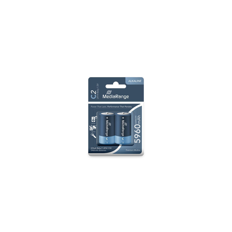 MediaRange Premium pilhas alcalinas, baby C|LR14|1.5V, pack 2 MediaRange Premium pilhas alcalinas, baby C|LR14|1.5V, pack 2