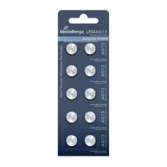 MediaRange Premium Alkaline Coin Cells, AG13|LR44|1.5V, Pack 10