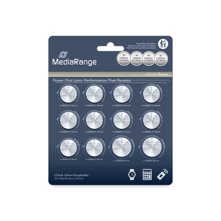 Lithium Coin Cells, Varias, CR2016|CR2025|CR2032|CR2450, Pack 12