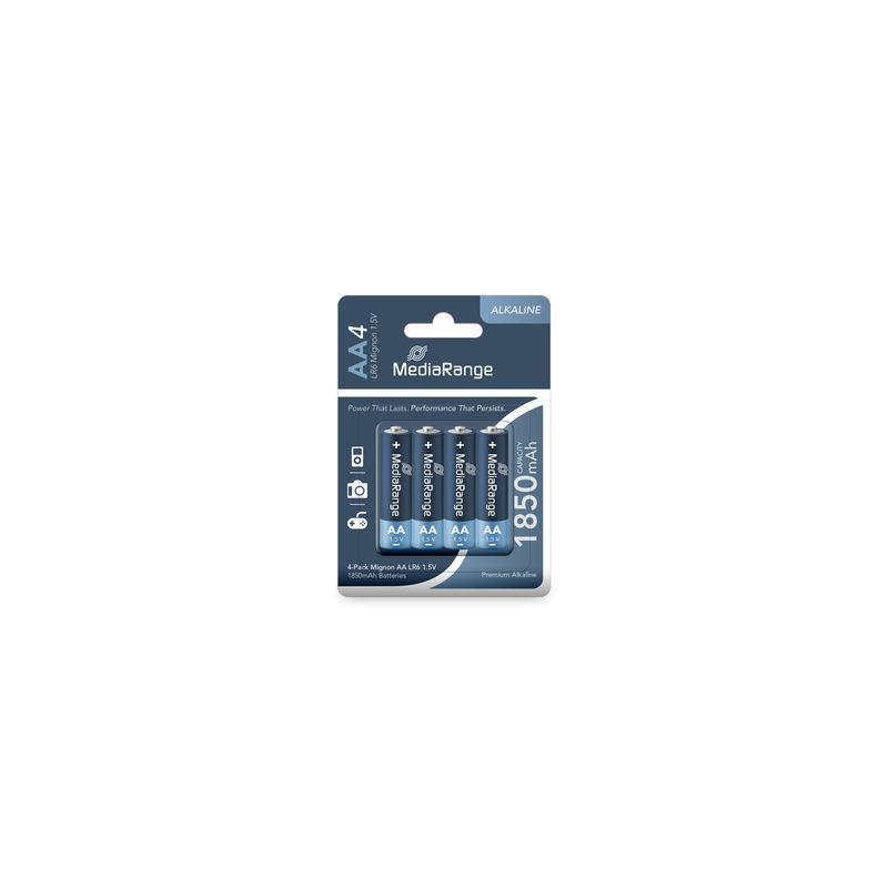 MediaRange Piles alcalines premium, AA|LR6|1,5V, pack 4