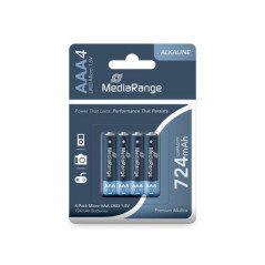 MediaRange Premium Alkaline Batteries, Micro AAA|LR03|1.5V, Pack 4